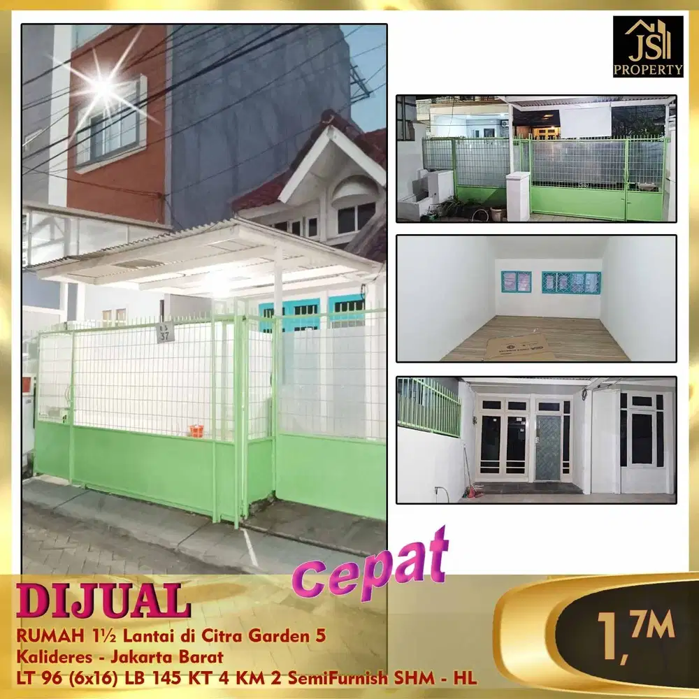 DIJUAL RUMAH MURAH 6 X 16 CITRA GARDEN CITY 5 KALIDERES JAKARTA BARAT
