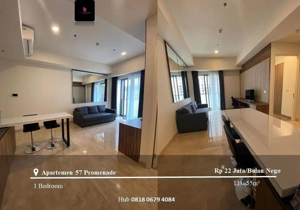 Disewakan Apartement 57 Promenade Low Floor 1BR Full Furnished View GI