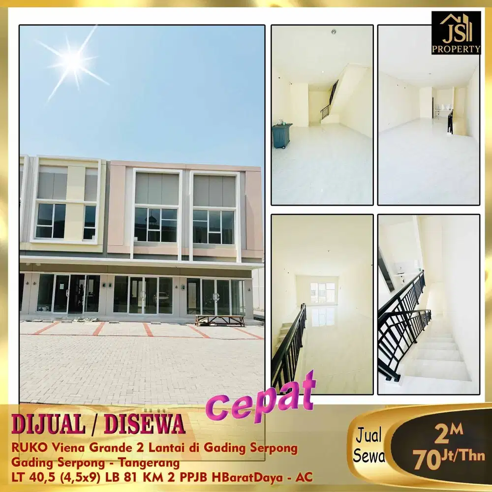 DIJUAL MURAH RUKO DI VIENA GRANDE 2 GADING SERPONG TANGERANG