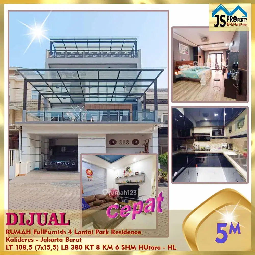 DIJUAL RUMAH MURAH 4 LANTAI FULL FURNISH DI PARK RESIDANCE JAKARTA