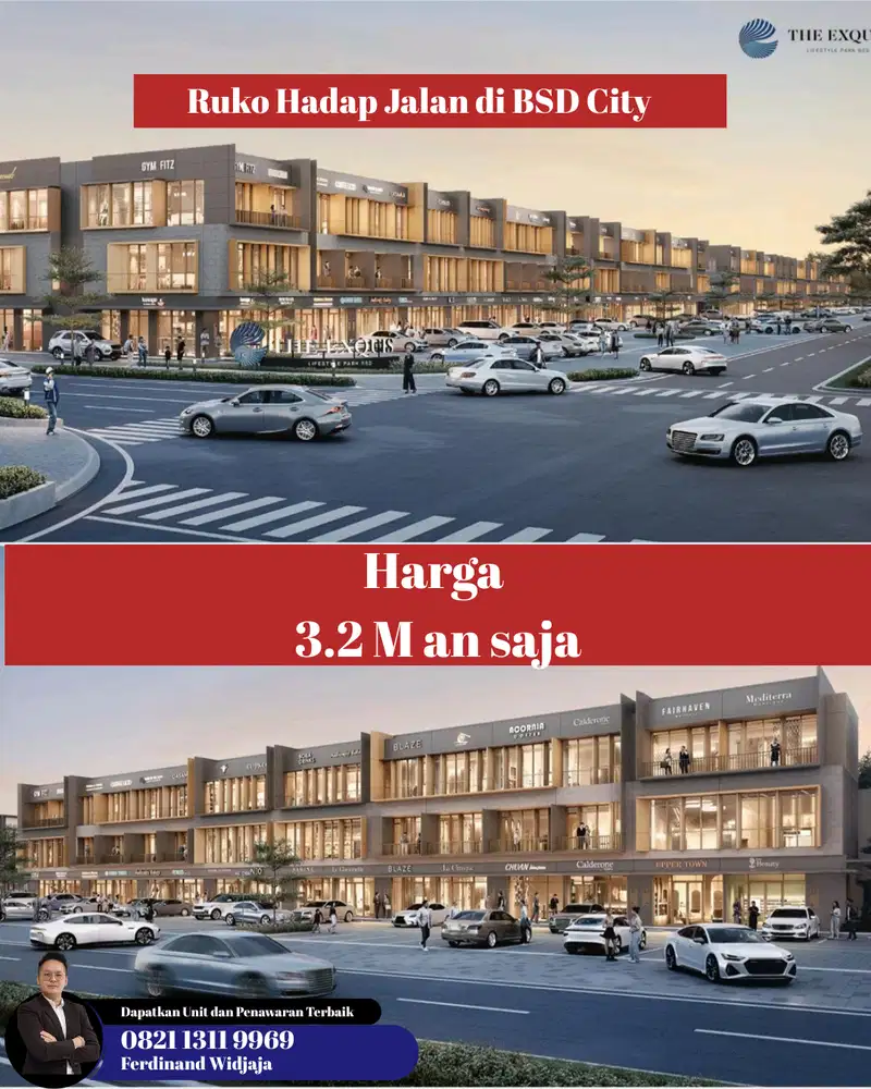 Ruko Hadap Jalan tanpa Portal Parkir Exquis perbatasan BSD
