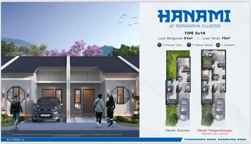 Rumah type Hanami,Hinoki Patragriya Cluster,Podomoro Park Bandung..