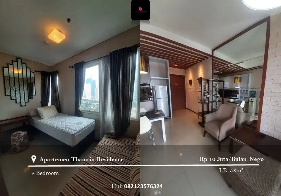 Disewakan Apartement Thamrin Residence 2BR Mid Floor