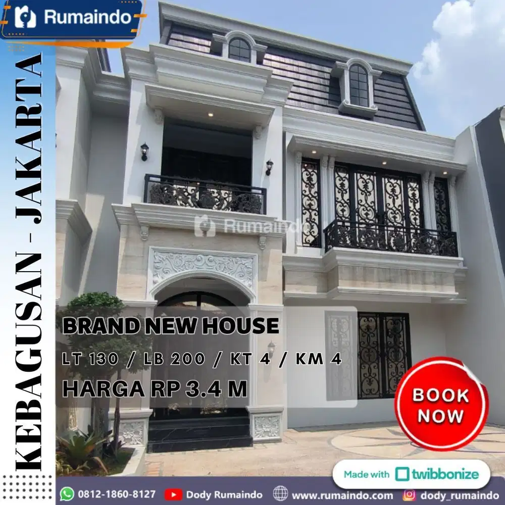 Dijual Rumah Cluster American Classic di Kebagusan Jakarta Selatan