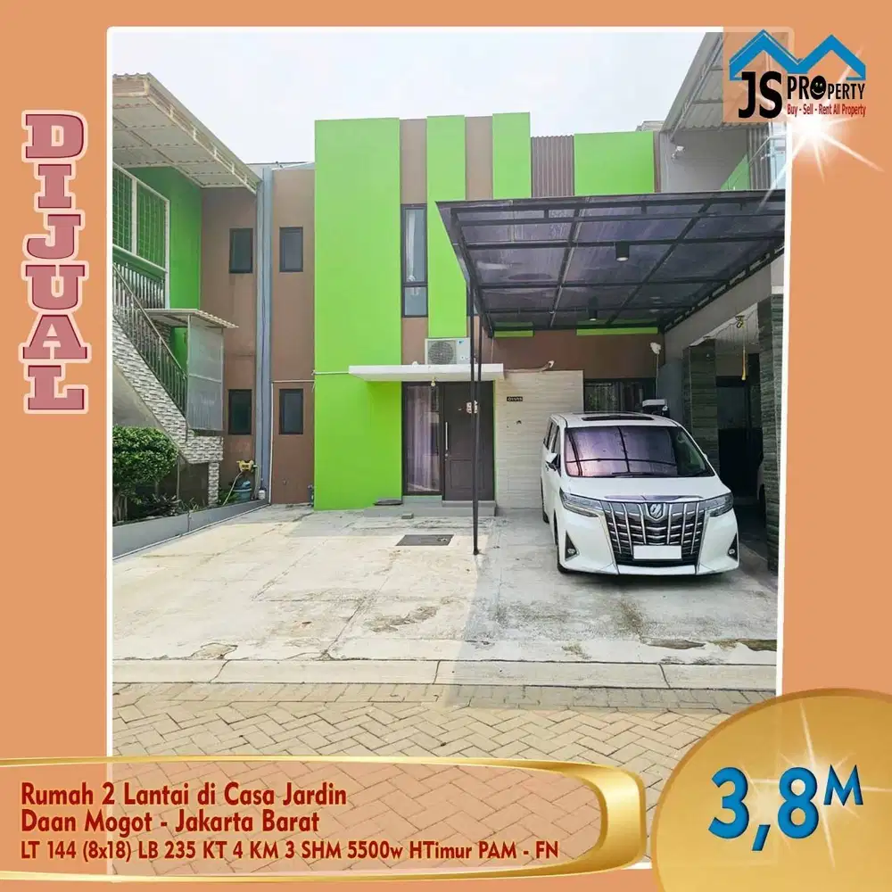 DIJUAL RUMAH 2 LANTAI DI CASA JARDIN DAAN MOGOT JAKARTA BARAT