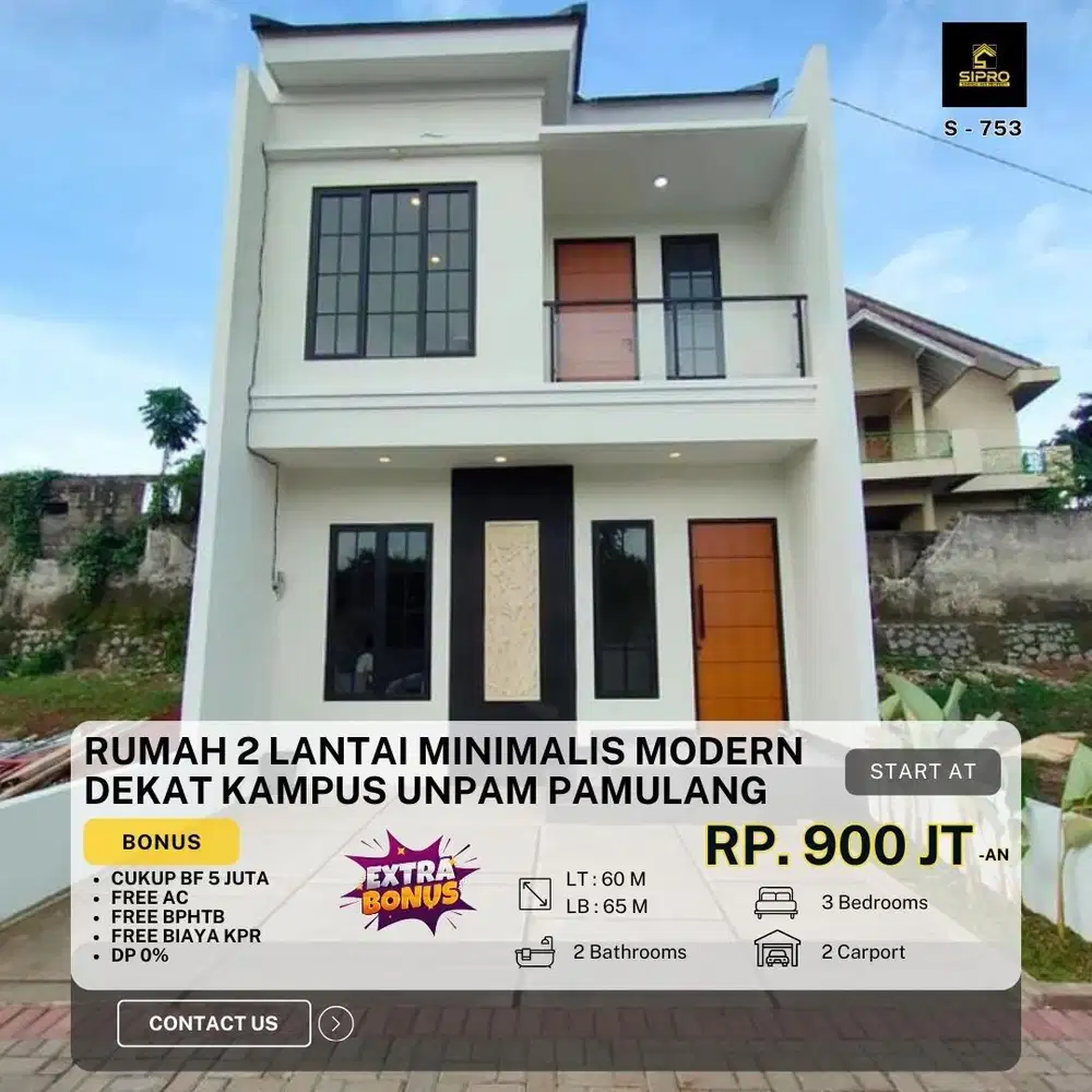 753.Rumah 2Lantai Minimalis Modern Dkt Kampus Unpam Start 900Jt-an