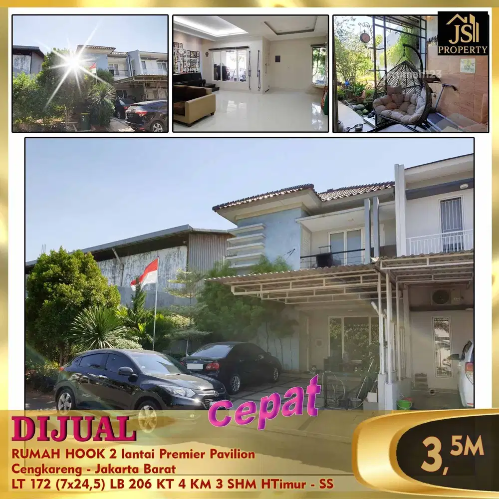 DIJUAL MURAH RUMAH HOOK 7 X 24 DI PREMIER PAVILION CENGKARENG JAKARTA