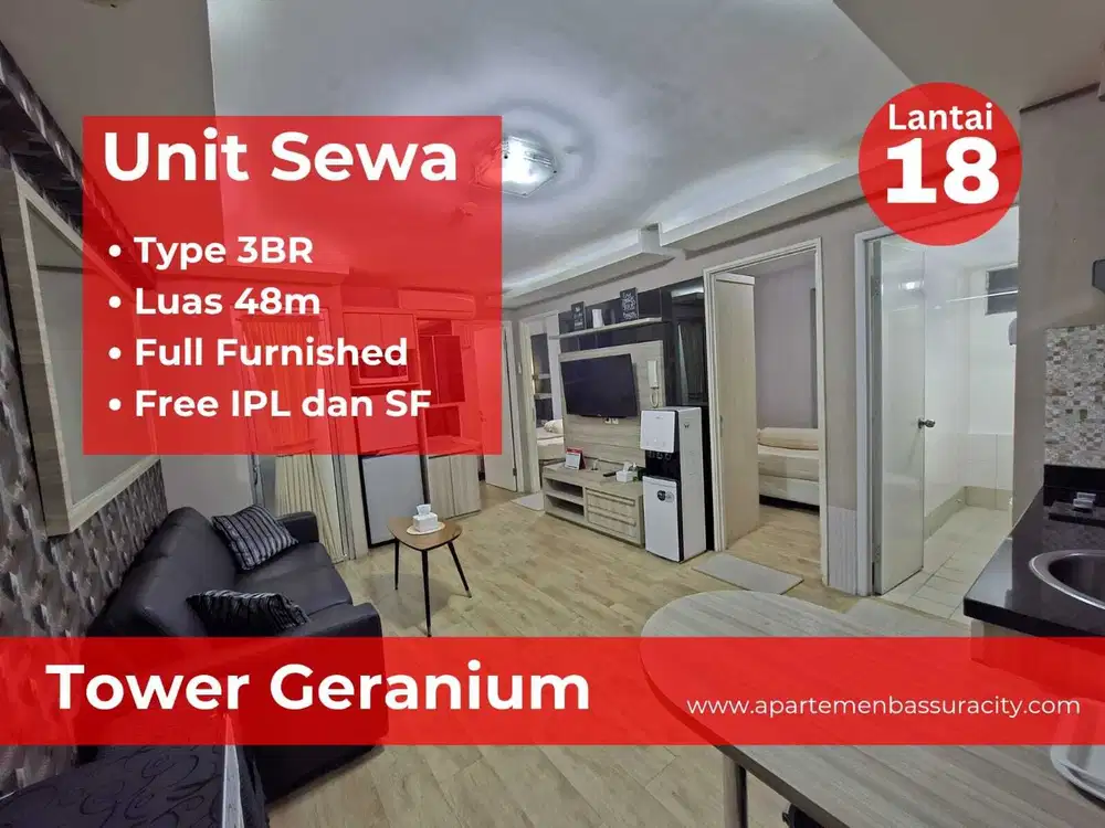 Sewa 3BR furnished mantap apartment Bassura City