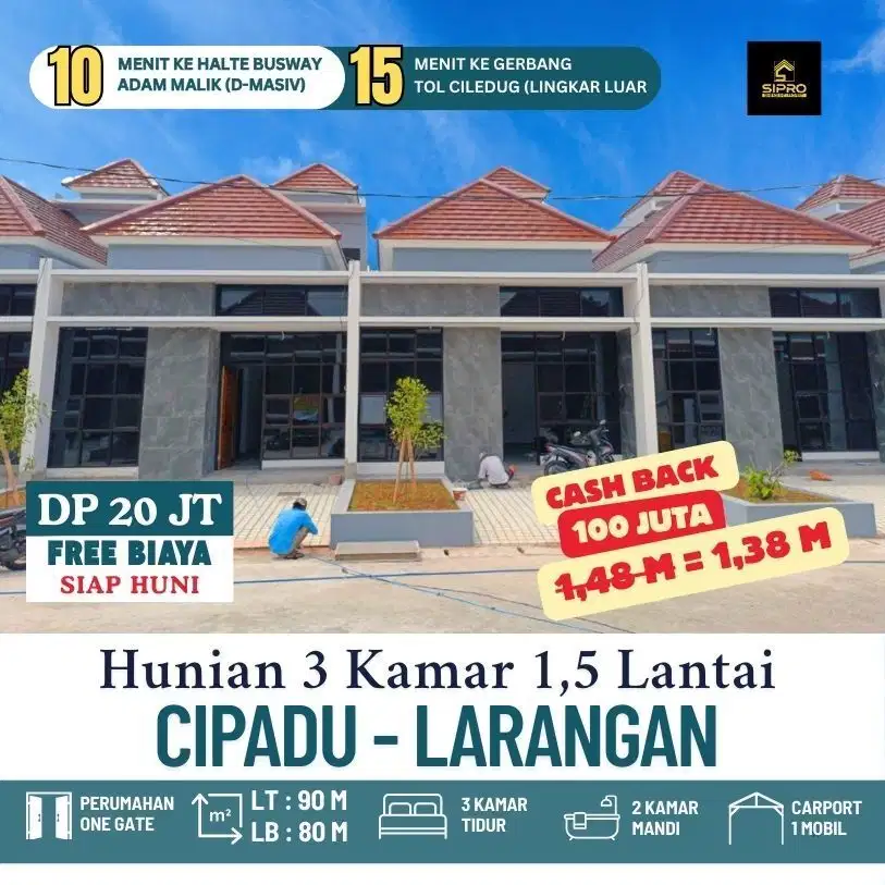 S528.Rumah 1,5Lt 10 menit ke Halte Busway Adam Malik Cukup Dp 20Jt