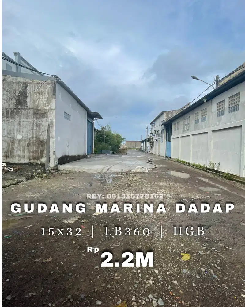 JUAL GUDANG MARINA DADAP 15x32 HGB