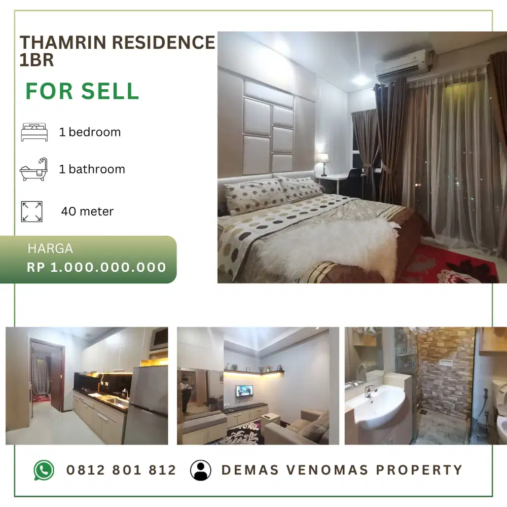 Dijual Apartement Thamrin Residence 1BR Full Furnished View Timur