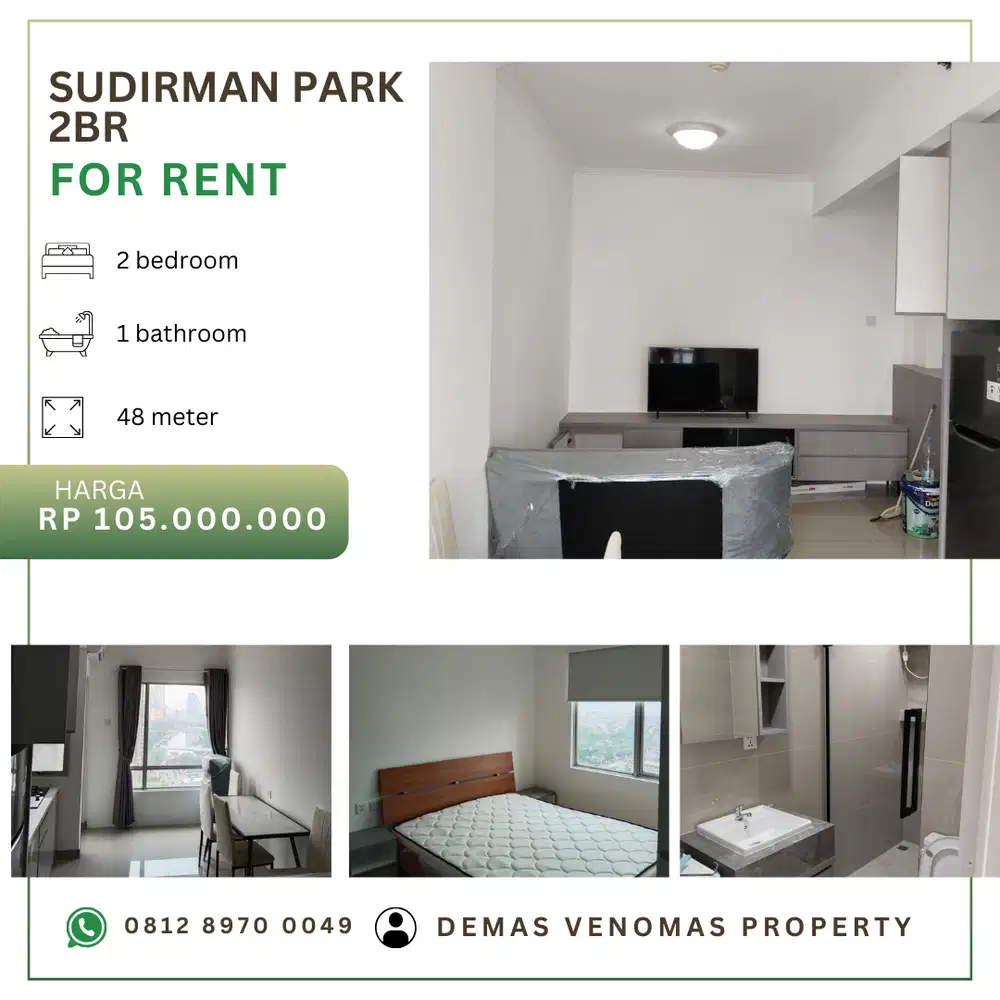 Disewakan Apartement Sudirman Park 2BR Full Furnished Lantai Sedang