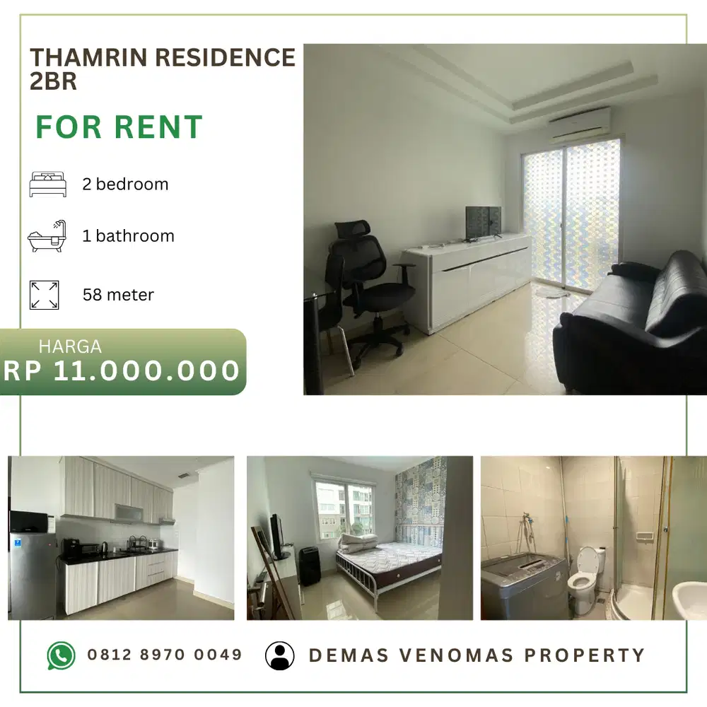 Disewakan Apartement Thamrin Residence 2 BR Full  Furnished Bagus