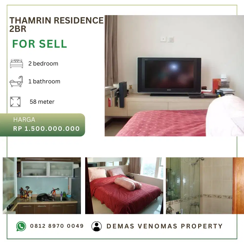 Dijual Apartement Thamrin Residence 2 BR Furnished Bagus