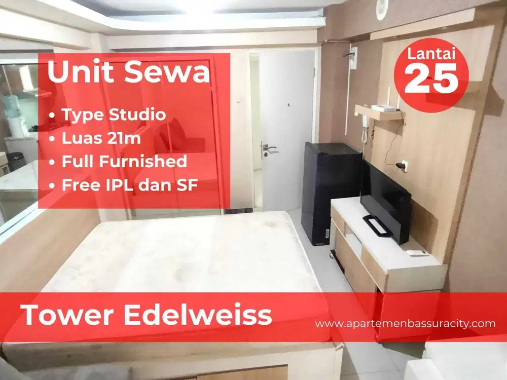 Sewa type studio furnished apartments Bassura City tower Edelweiss