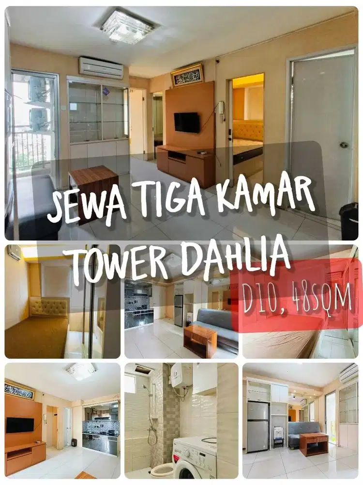 Sewa 3BR furnished apartemen Bassura City tower Dahlia