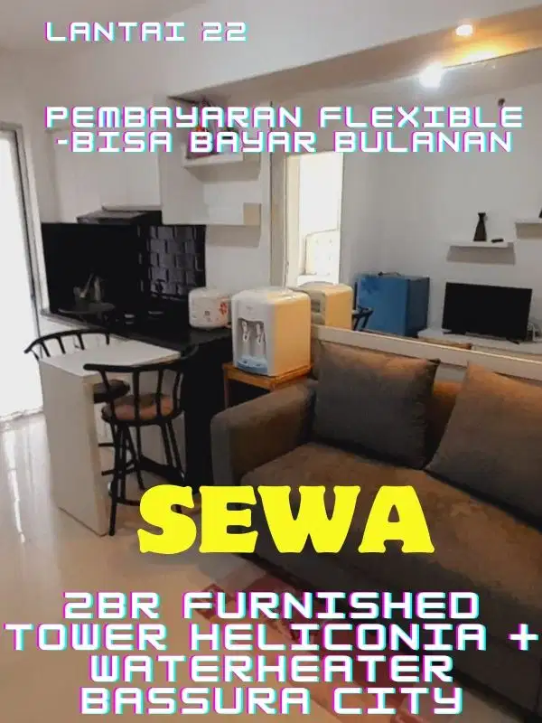 SEWA 2BR FURNISHED TOWER H + WATERHEATER BASSURA CITY