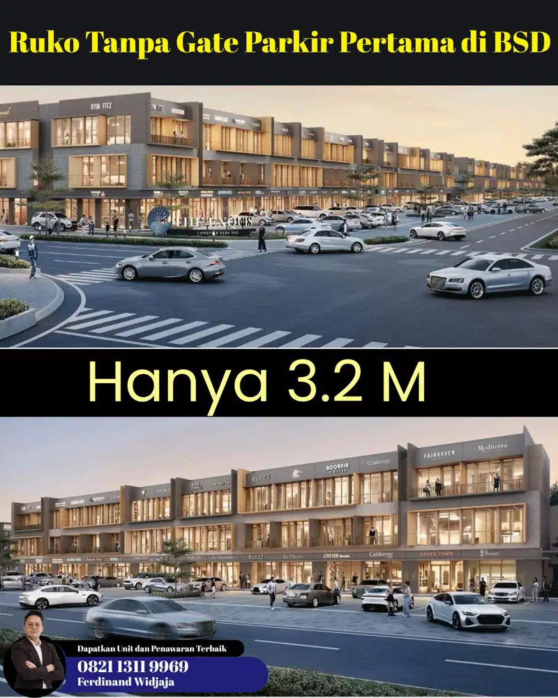 Ruko Hadap Jalan Parkiran Luas Tanpa Gate Parkir di BSD Tangerang