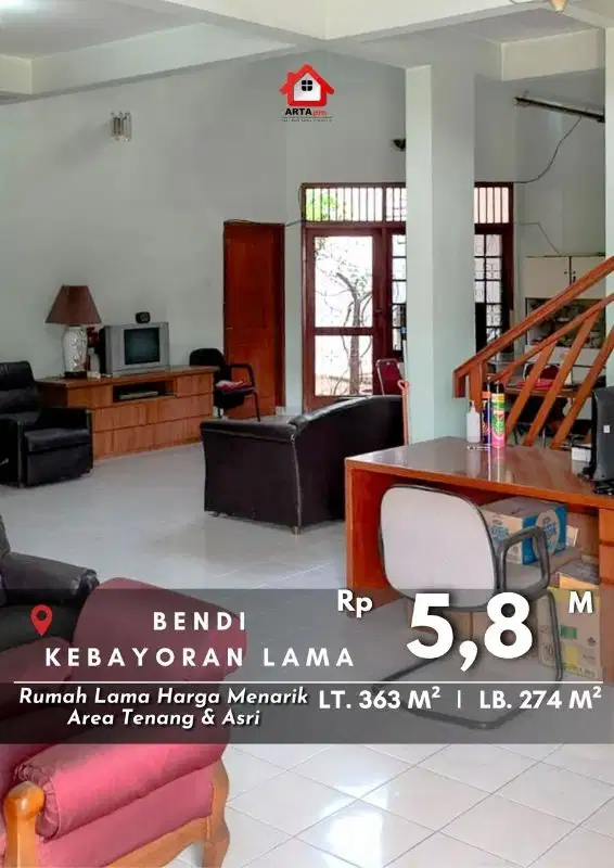 Dijual Rumah Lama Siap Huni di Bendi Kebayoran Lama