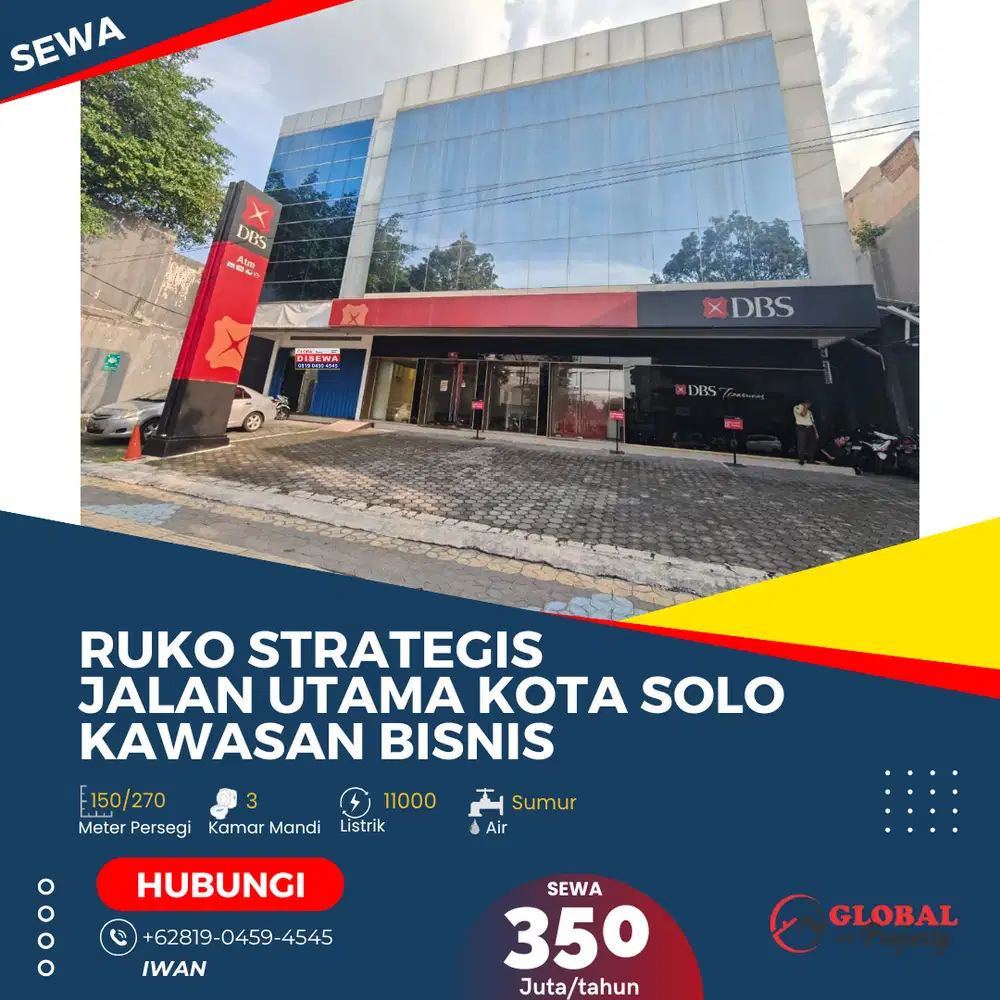 Ruko Strategis Jalan Utama Pusat Kota Solo Kawasan Bisnis