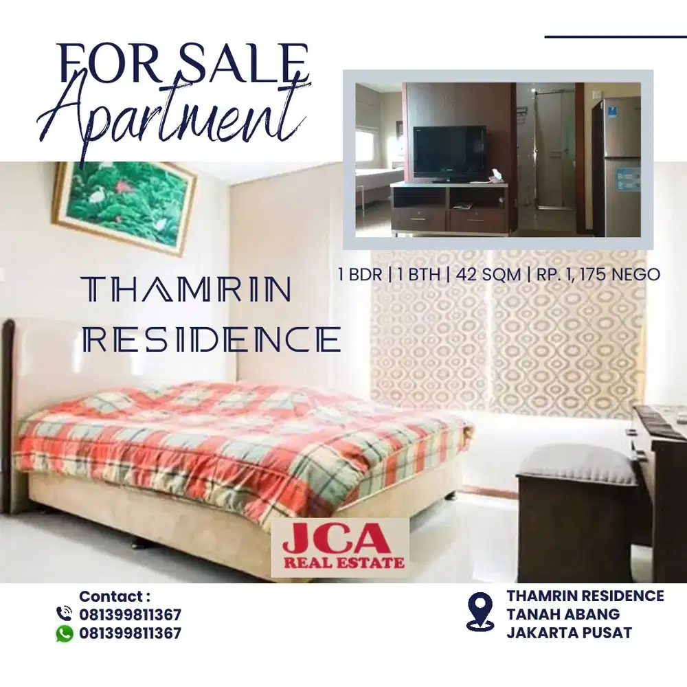 Dijual Apartement Thamrin Residence 1 BR full furnished