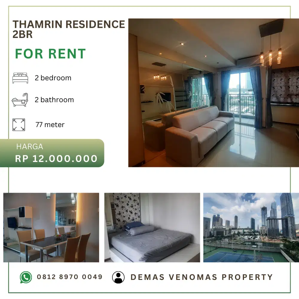 Disewakan Apartement Thamrin Residence 2BR Tower D View Timur Astra