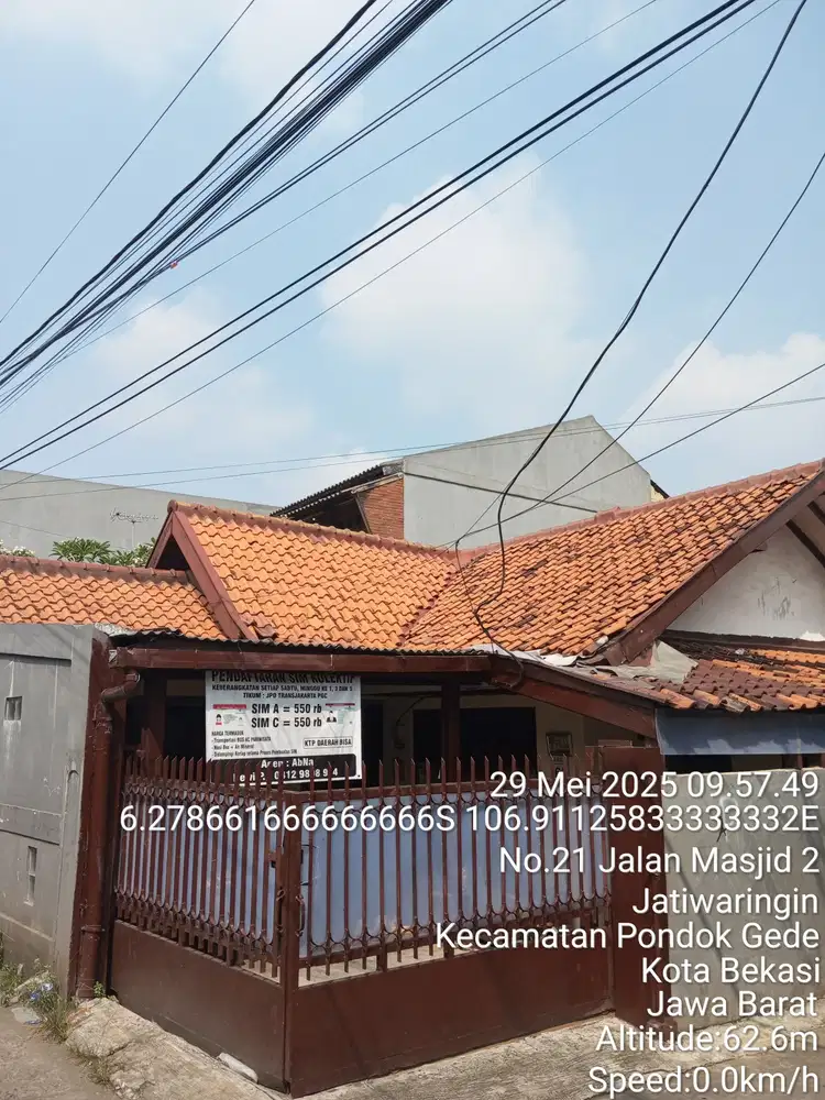 Rumah Murah Posisi Hook Di Jl. Masjid, Jatiwaringin-Pondok Gede,Bekasi