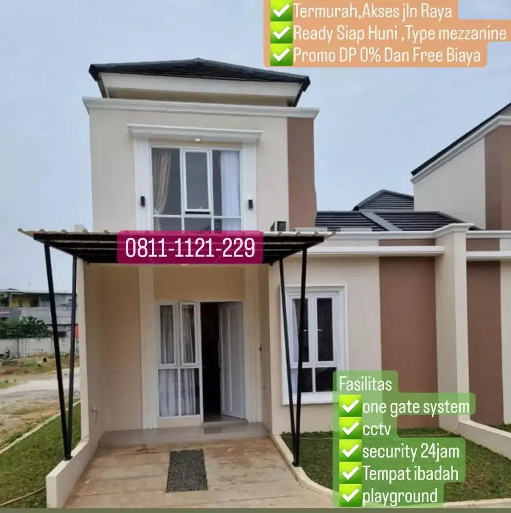 Rumah Mezzanine Siap Huni 3jt All in 10menit stasiun Depok 15menit Tol