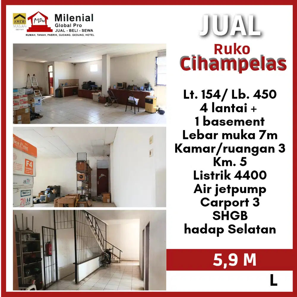 RUKO DENGAN BASEMENT DI JL. CIHAMPELAS