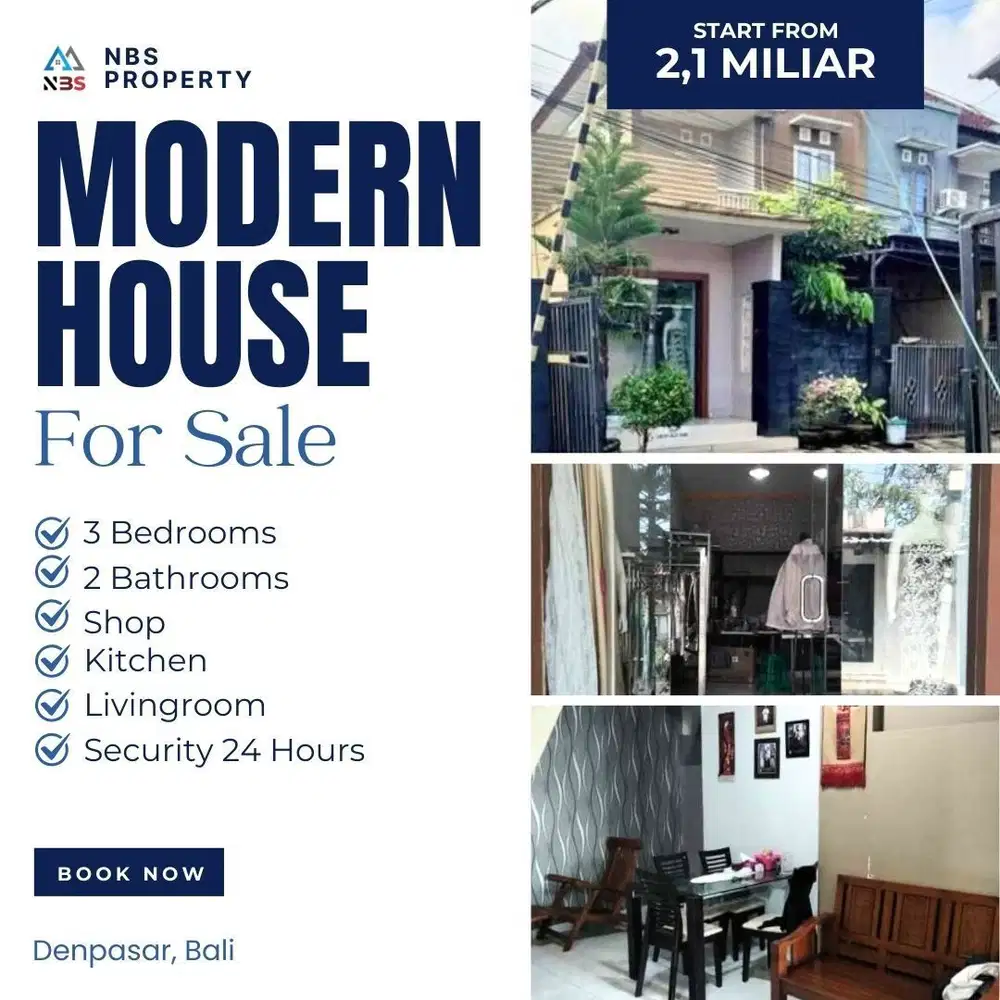Dijual rumah 2 lantai + Toko lokasi denpasar barat monang maning