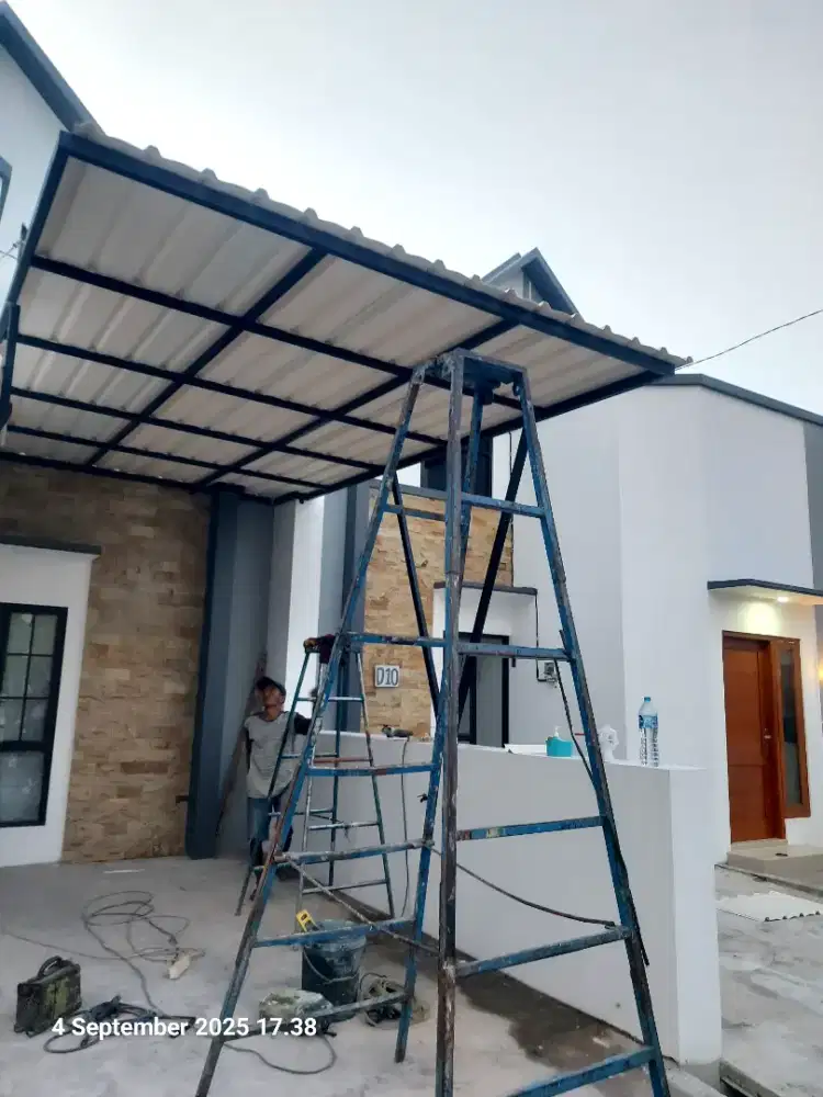 Kanopi atap spandek pasir holo 44 tebal 1,6mm atap galfalum free tiang