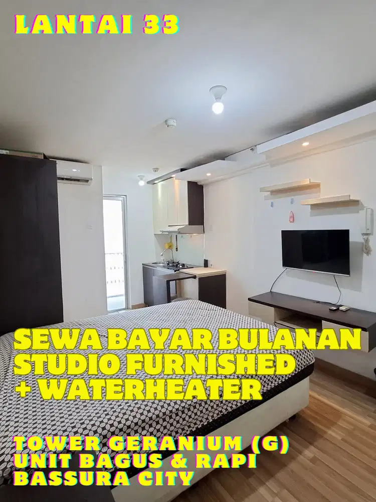 SEWA BULANAN STUDIO FURNISHED+WATERHEATER TOWER G APARTMEN BASSURA CIT
