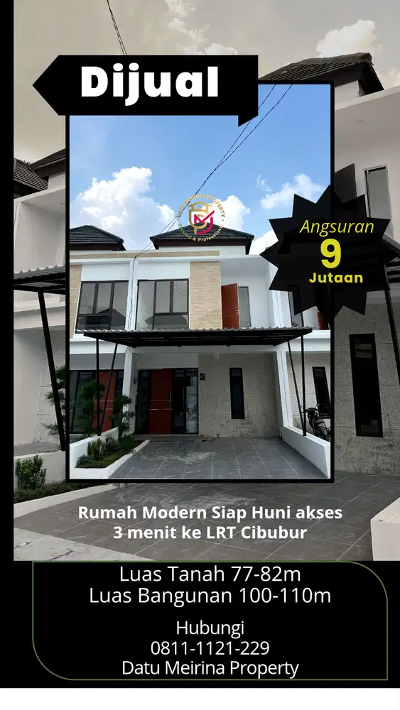 Rumah siap huni di cibubur DP 0% akses 3 menit ke LRT Cibubur