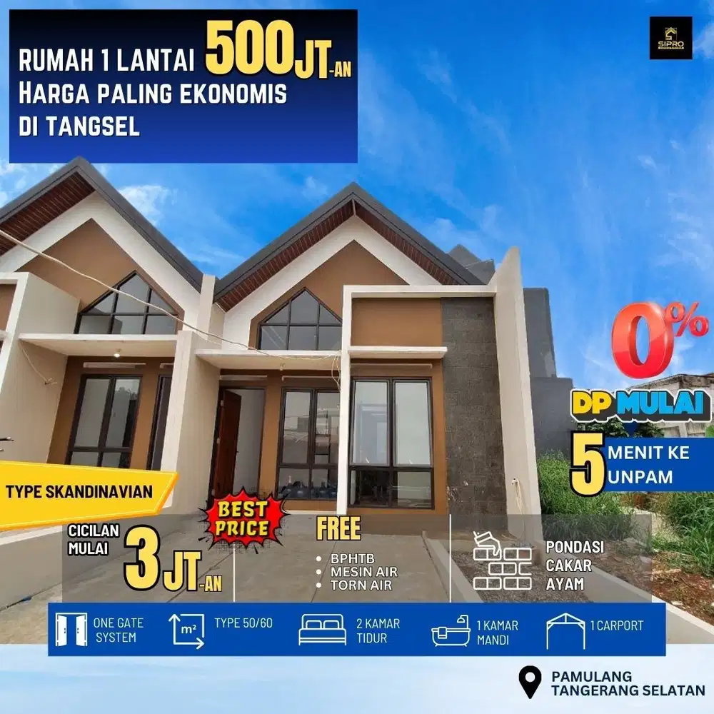 637.Rumah 1 Lantai Siap Huni Free Biaya Dkt Kampus UNPAM Pamulang
