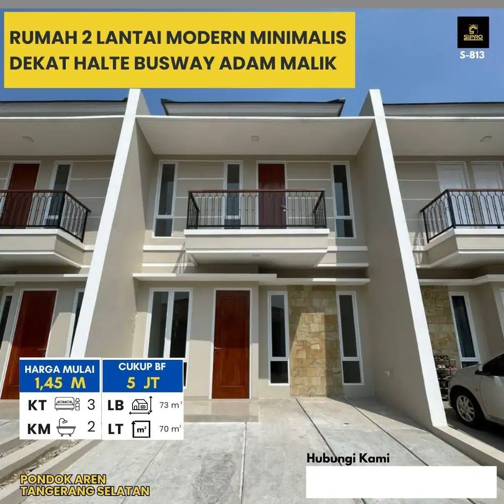 S813.Rumah Cantik Modern Strategis Free Biaya di Bintaro Pondok Aren