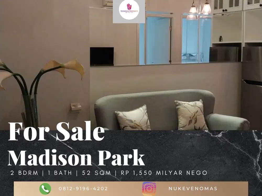 Dijual Apartement Madison park 2 BR Furnished Bagus
