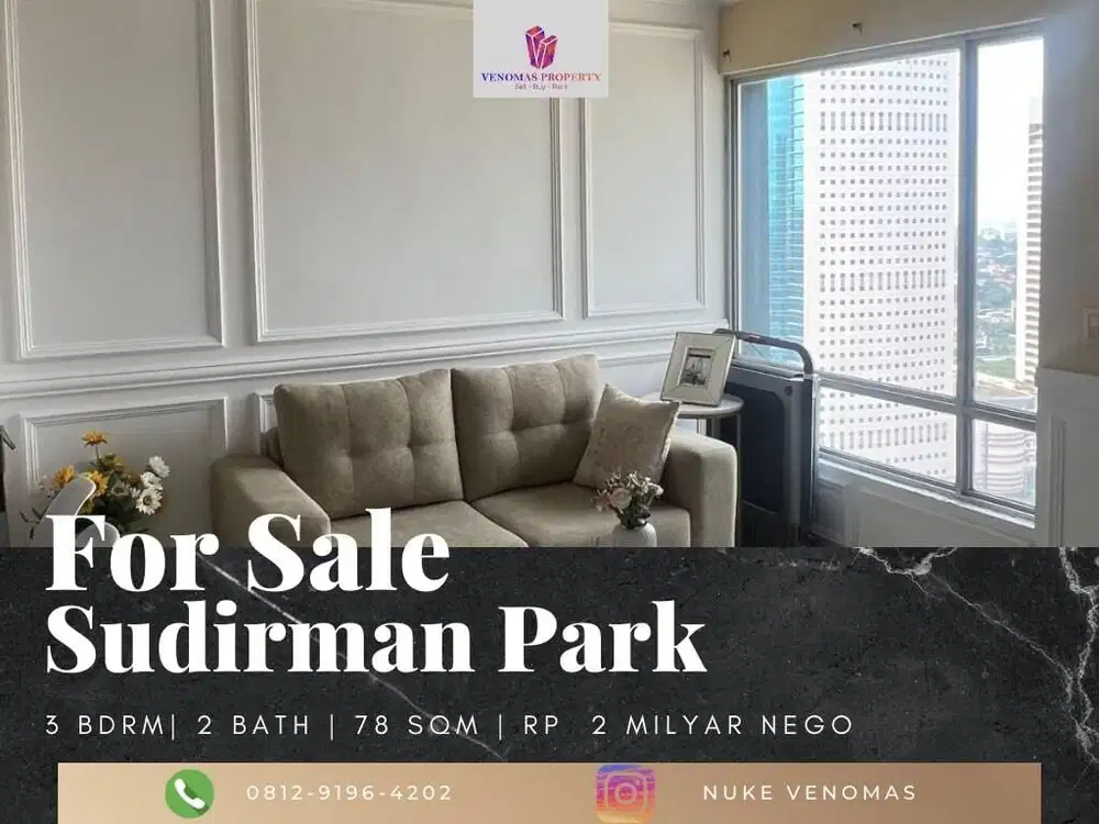 Dijual Apartement Sudirman Park 3 BR Furnished Bagus
