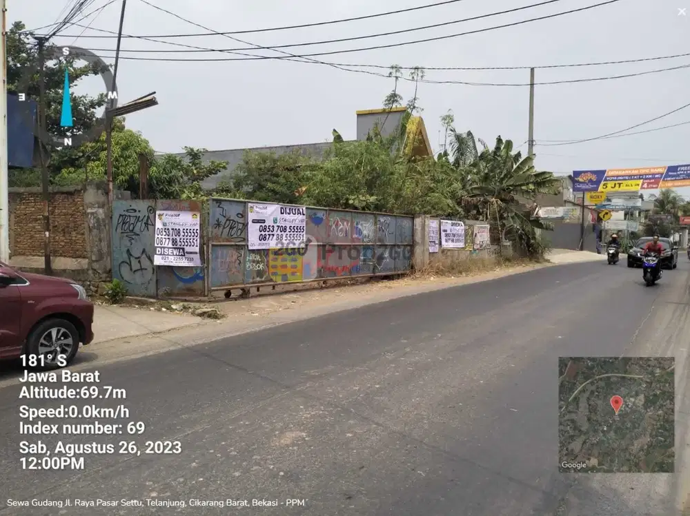 Disewakan Gudang di Jl. Raya Pasar Settu, Cikarang Barat, Bekasi