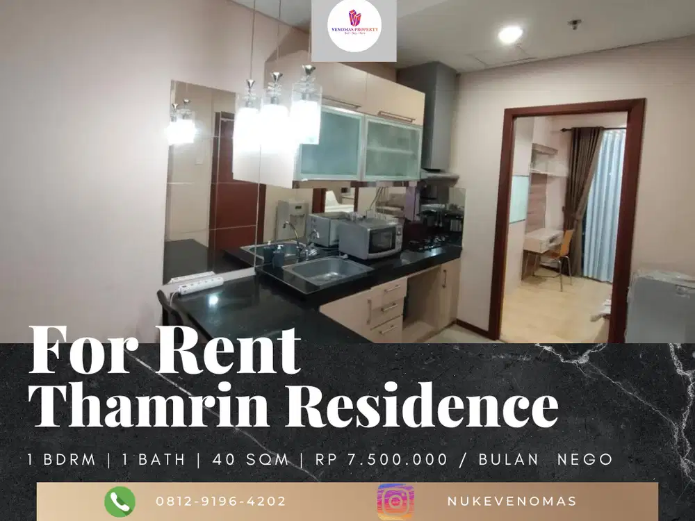 Disewakan Apartement Thamrin Residence 1 BR Furnished Bagus Tower A
