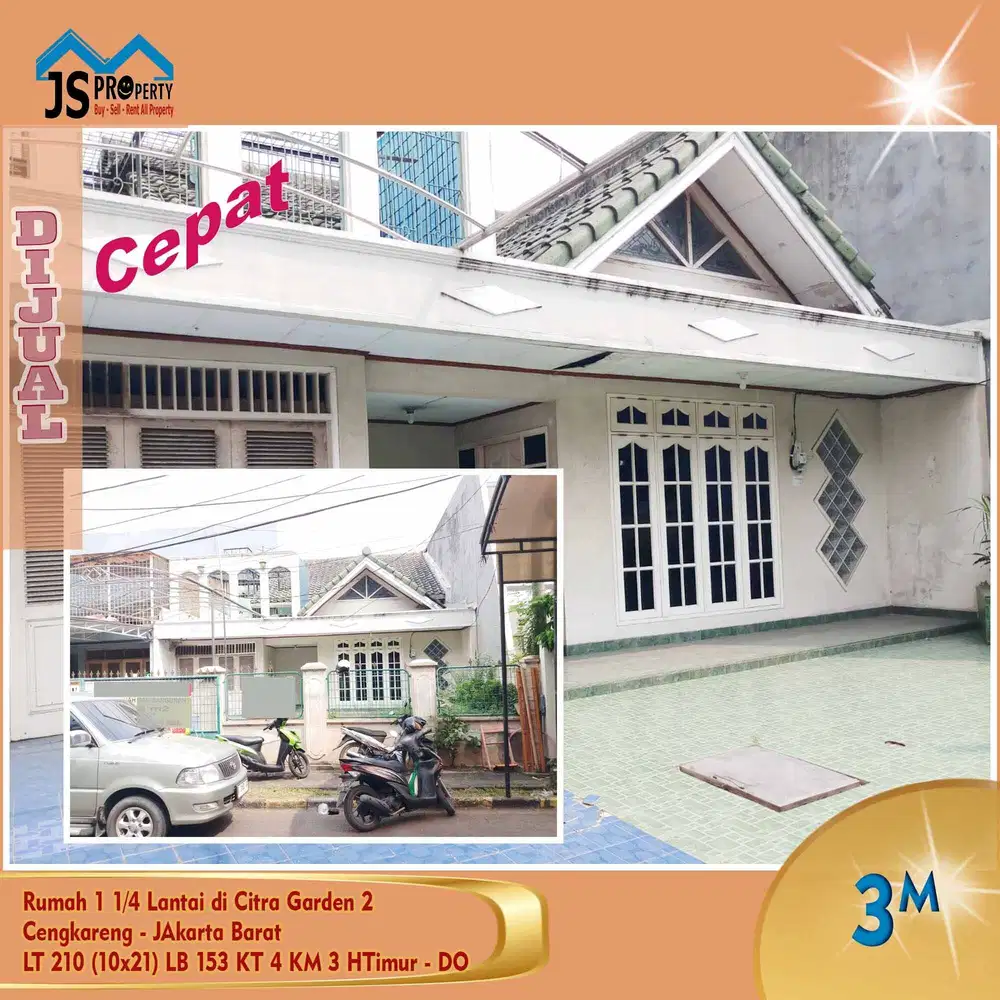DIJUAL SANGAT MURAH . LOKASI BAGUS Rumah 1 1/4 Lantai di Citra Garden 2 Cengkareng JakBar - DO