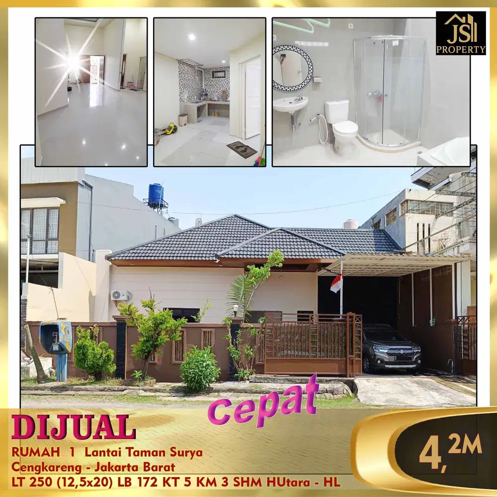 DIJUAL  CEPAT RUMAH  1  Lantai Taman Surya   Jakarta Bara - HL