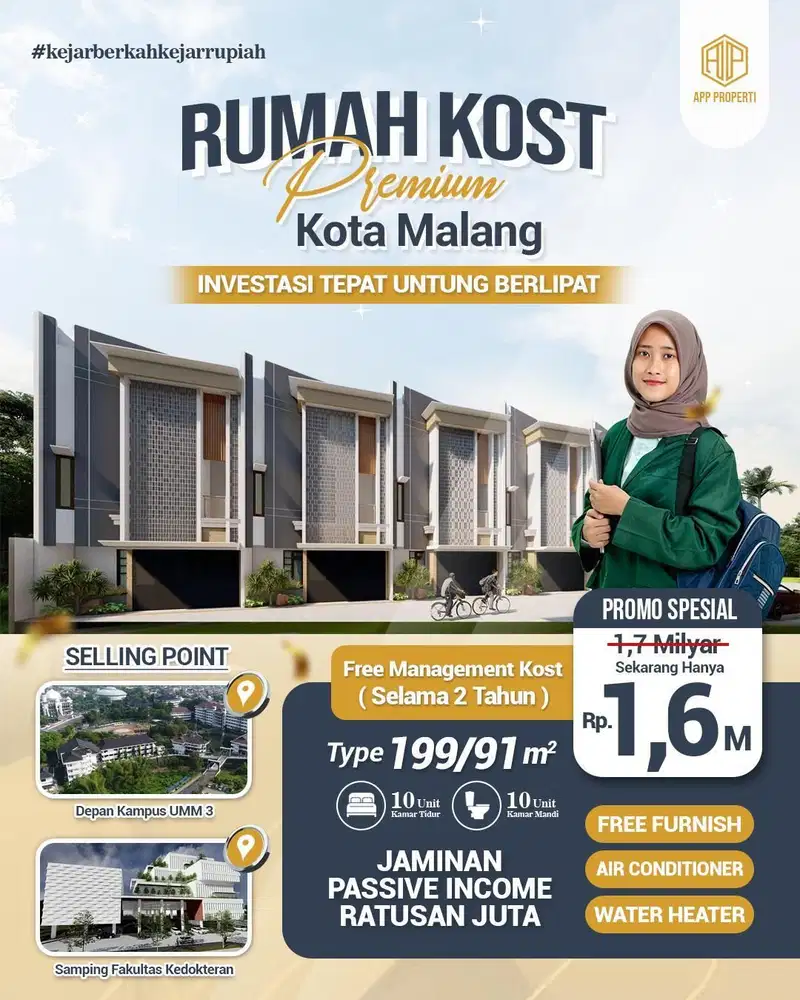 RUMAH KOS PREMIUM 2 LANTAI KOTA MALANG DEKAT UNIBRAW