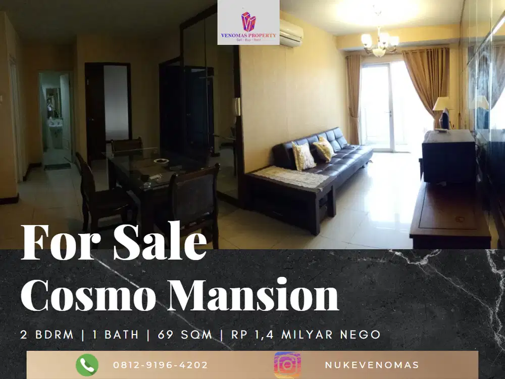 Dijual Apartement Cosmo Mansion 2BR+1 Full Furnished High Floor