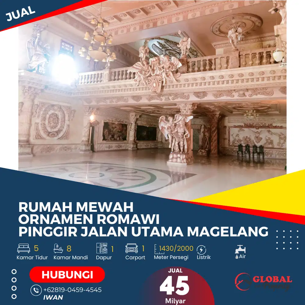 Rumah Mewah Ornamen Romawi Pinggir Jalan Utama Magelang