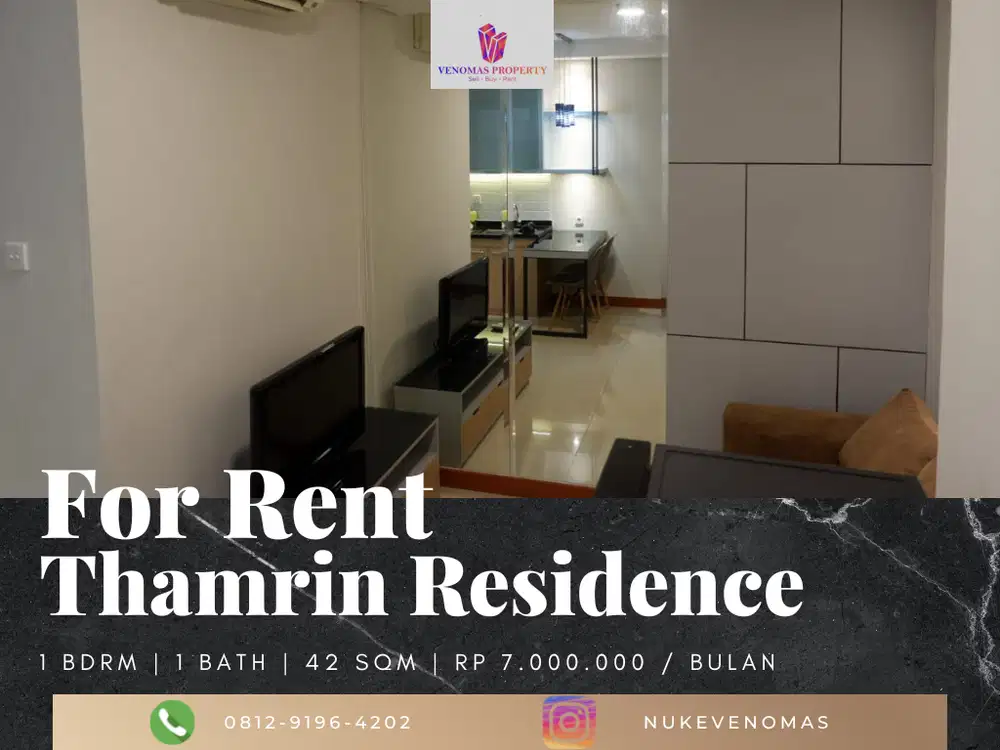 Disewakan Apartemen Thamrin Residence 1BR Furnished Lantai Tinggi