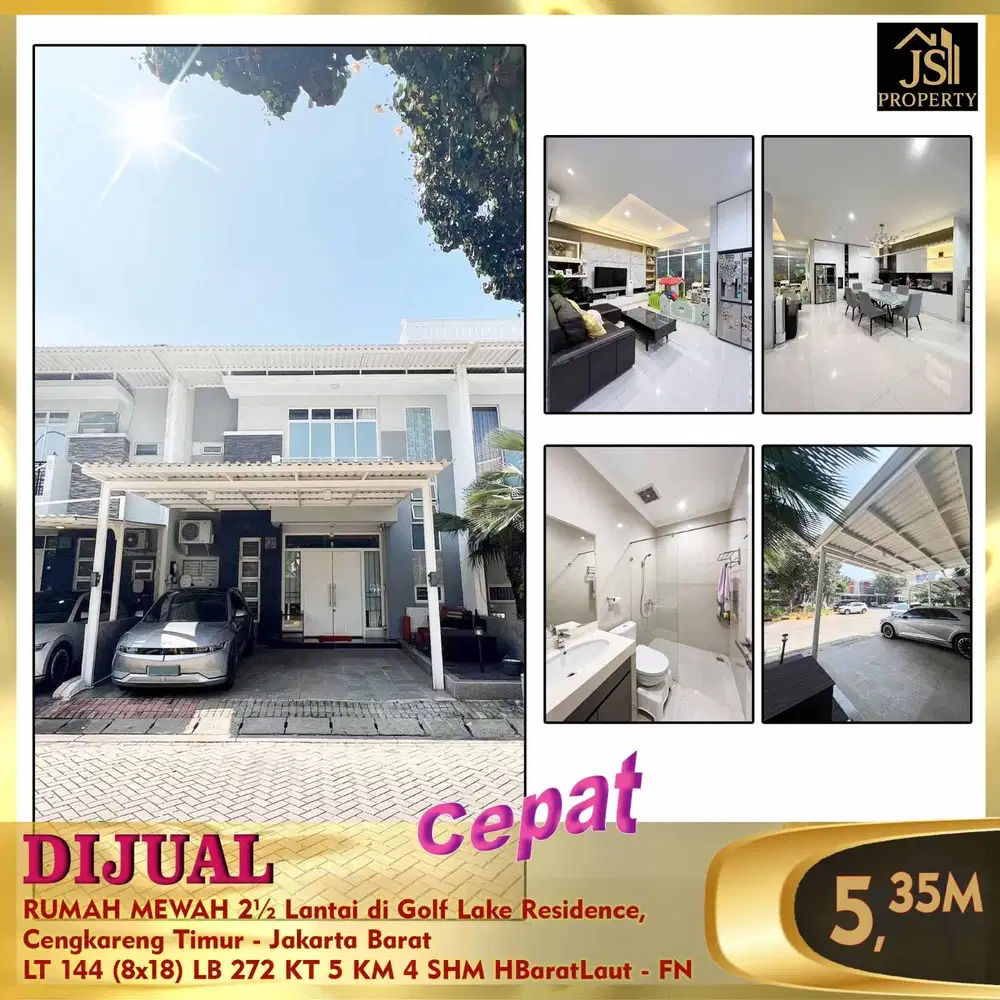 DIJUAL RUMAH MURAH MEWAH DI GOLF LAKE RESIDENCE 8 X 18 JAKARTA BARAT