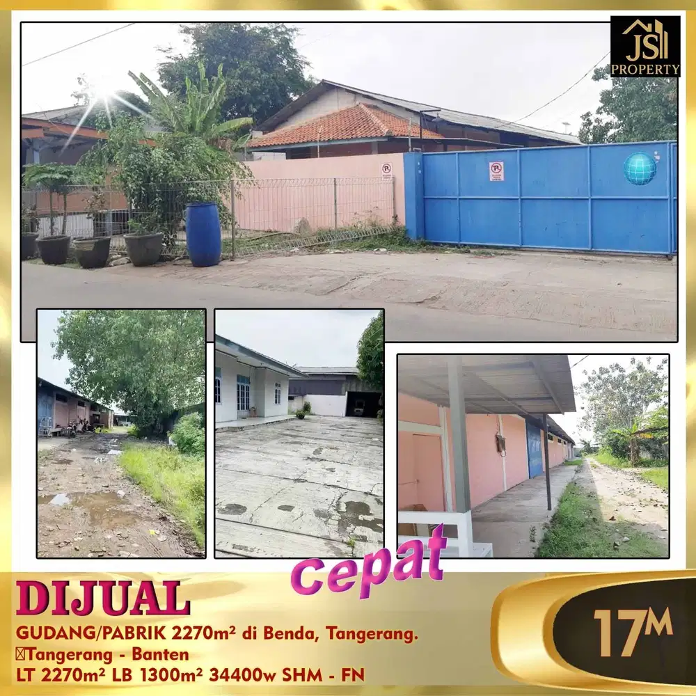 DIJUAL GUDANG/PABRIK 2270m² di Benda, Tangerang.  ‎Tangerang - Banten