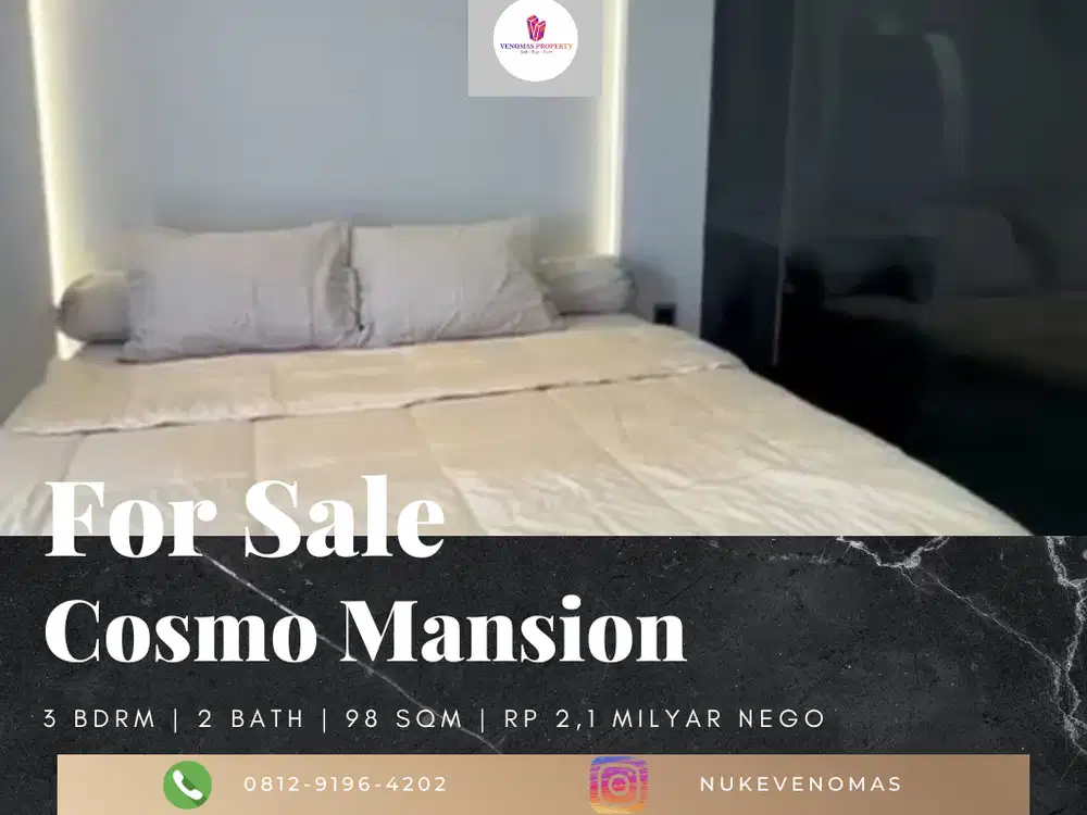 Dijual Apartement Cosmo Mansion 3BR Full Furnished High Floor