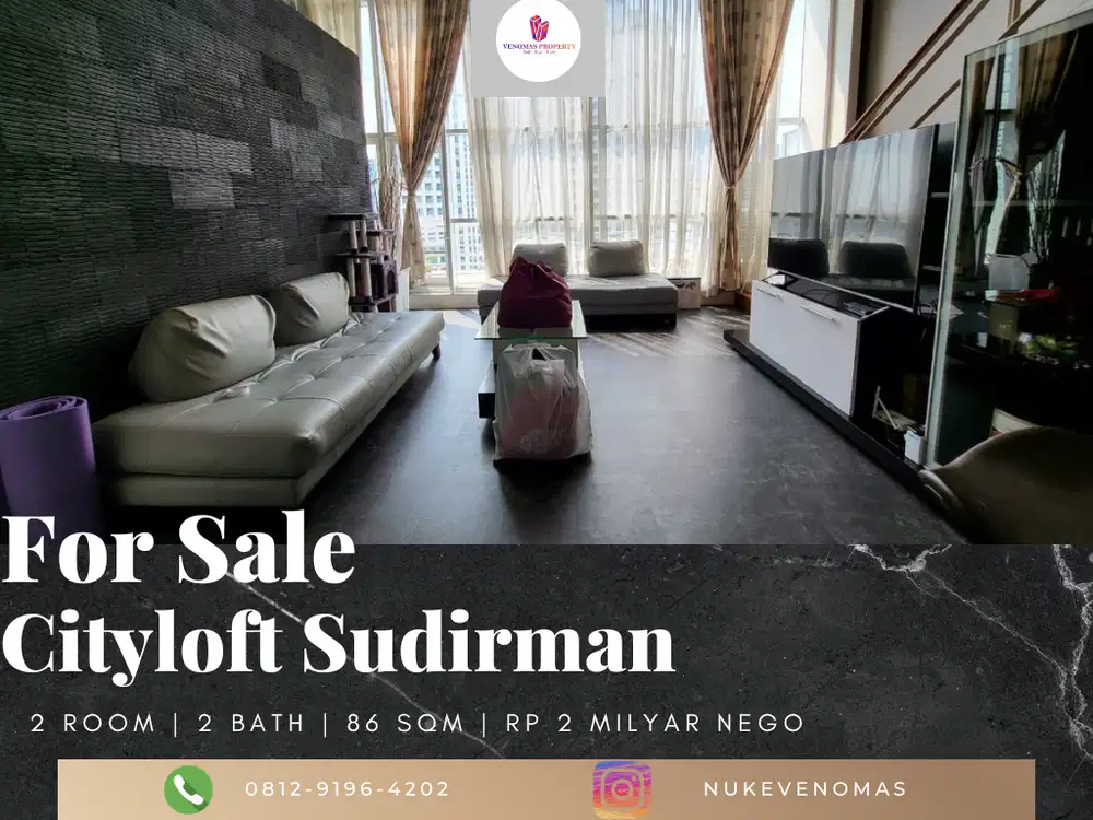 Dijual Apartement Cityloft Sudirman 2 BR Furnished Bagus Lantai Rendah