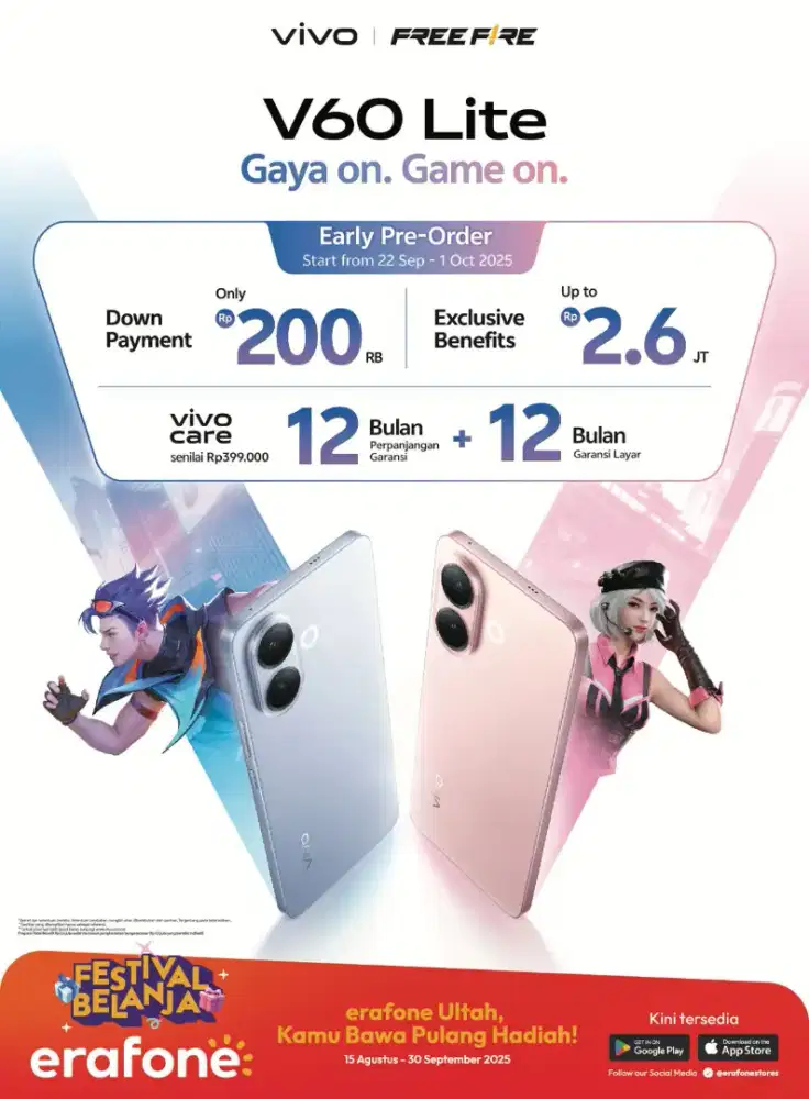 Open Pre - ORDER New VIVO V60LITE banyak hadiah nya